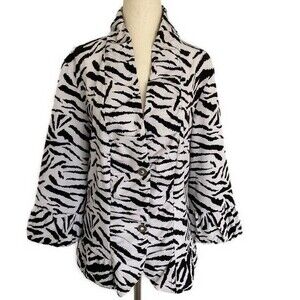 Contrast Zebra Animal Print Cow Print Blazer Jacket Ruffle Glamorous Size XL